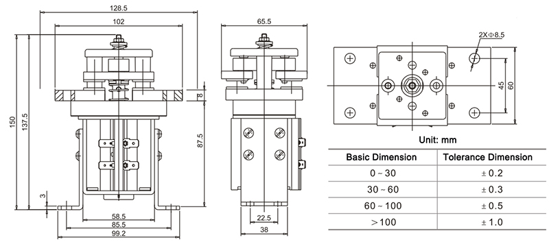 DC Magnetic Contactor Dimension