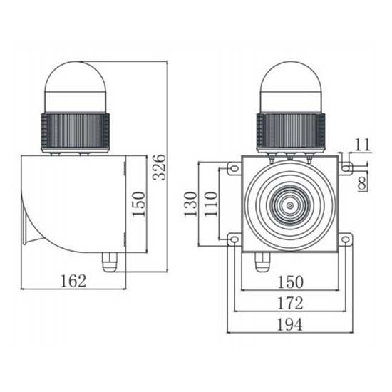 Sound and Light Alarm Dimension