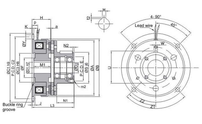 Electromagnetic Clutch Dimension