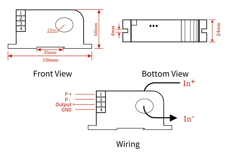 Current Sensor Dimension and Wiring