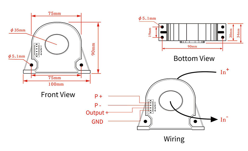 Dimension and Wiring diagram